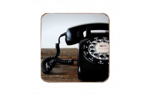 Σουβέρ ξύλινo χειροποίητo old telephone