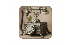 Σουβέρ ξύλινo χειροποίητo vintage telephones