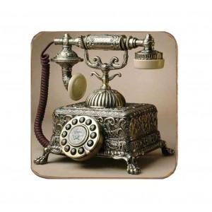 Σουβέρ ξύλινo χειροποίητo vintage telephones