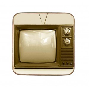 Σουβέρ ξύλινo χειροποίητo vintage tv