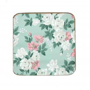 Σουβέρ Ξύλινo Χειροποίητo Baby Blue Floral