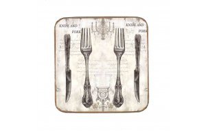 Σουβέρ ξύλινo χειροποίητo knife and fork