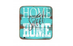 Σουβέρ ξύλινo χειροποίητo γαλάζιο home sweet home