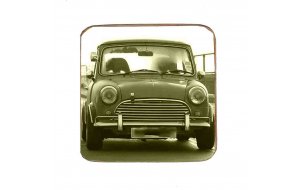 Σουβέρ ξύλινo χειροποίητo Mini Cooper vintage