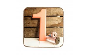 Σουβέρ ξύλινo χειροποίητo number one metallic