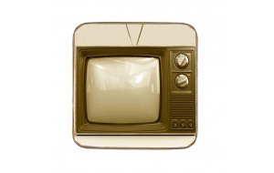 Σουβέρ ξύλινo χειροποίητo vintage tv