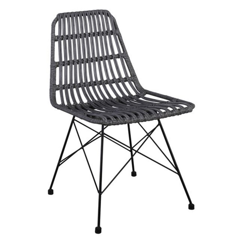 Salsa καρέκλα μεταλλική μαύρη με wicker γκρι 48x59x80 εκ
