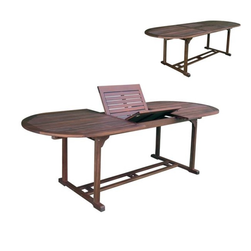 Τραπέζι ακακίας οβάλ Garden επεκτεινόμενο 180x240x90εκ