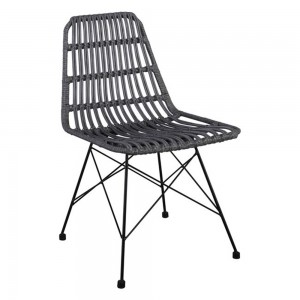Salsa καρέκλα μεταλλική μαύρη Wicker Γκρι 48x59x80 εκ
