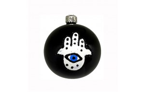 Χριστουγεννιάτικη μπάλα μαύρο χρώμα φατιμά με μάτι 8εκ