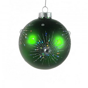 Χριστουγεννιάτικη πράσινη μπάλα γυάλινη με στρας 10 εκ