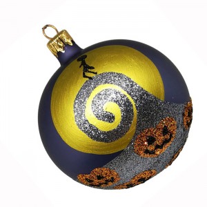 Μπάλα χριστουγεννιάτικη μωβ με χρυσό φεγγάρι 10εκ