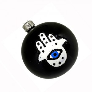 Χριστουγεννιάτικη μπάλα μαύρο χρώμα φατιμά με μάτι 8εκ