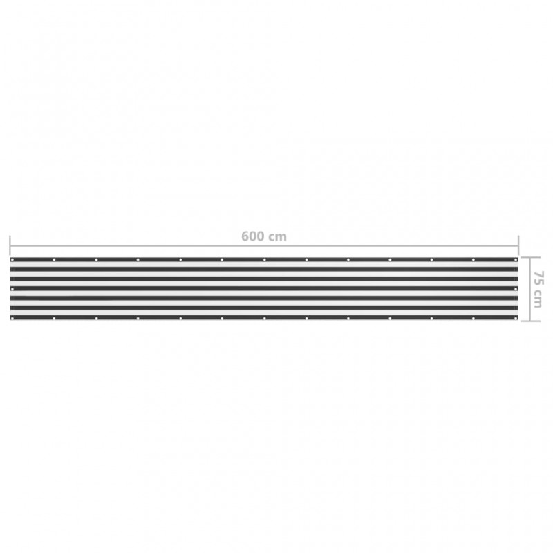 Διαχωριστικό Βεράντας Ανθρακί/Λευκό 75 x 600 εκ. Ύφασμα Oxford