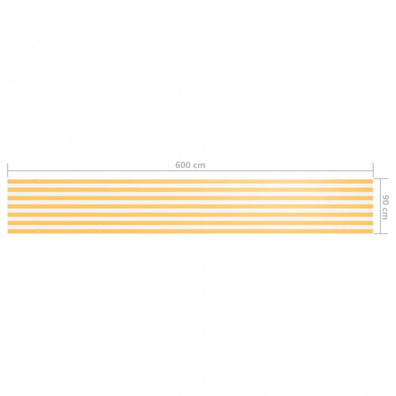Διαχωριστικό Βεράντας Λευκό/Κίτρινο 90 x 600 εκ. Ύφασμα Oxford