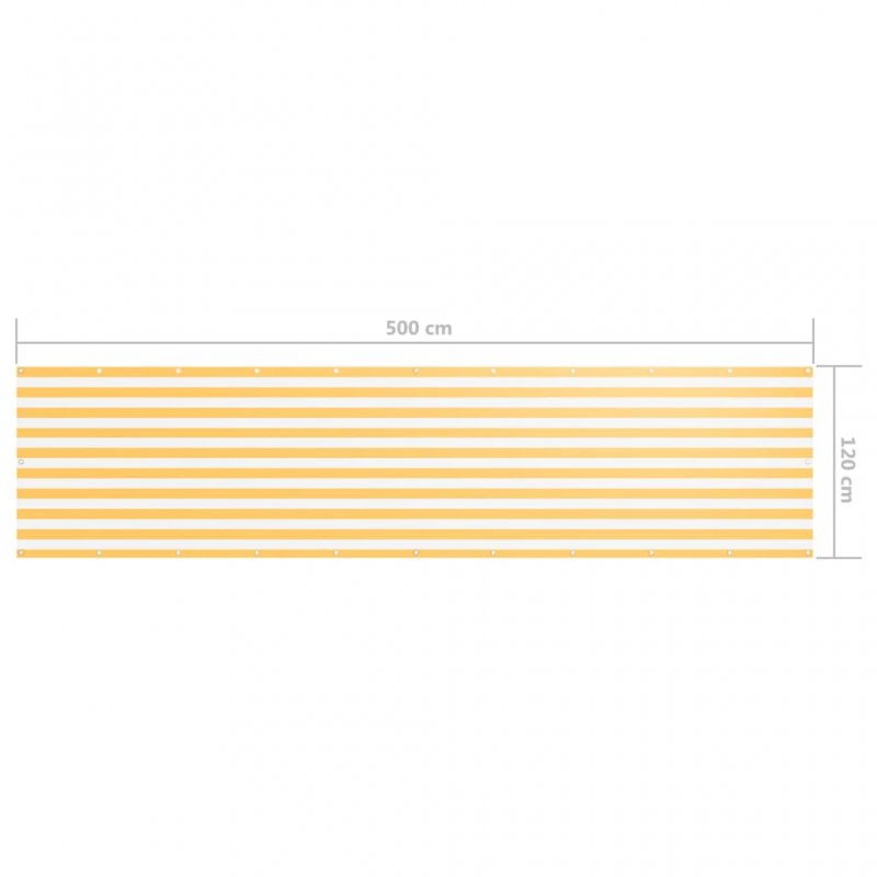 Διαχωριστικό Βεράντας Λευκό/Κίτρινο 120 x 500 εκ. Ύφασμα Oxford