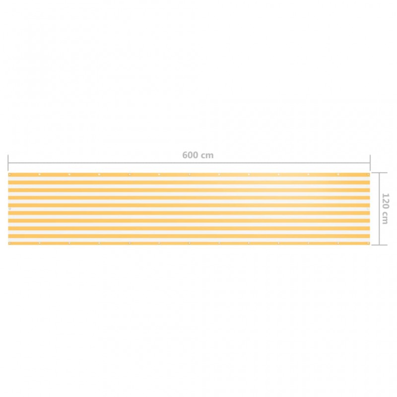 Διαχωριστικό Βεράντας Λευκό/Κίτρινο 120 x 600 εκ. Ύφασμα Oxford