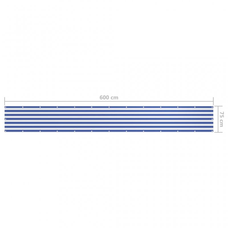 Διαχωριστικό Βεράντας Λευκό/Μπλε 75 x 600 εκ. Ύφασμα Oxford