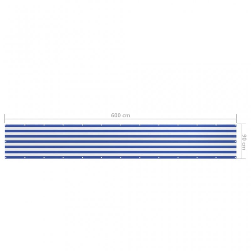 Διαχωριστικό Βεράντας Λευκό/Μπλε 90 x 600 εκ. Ύφασμα Oxford