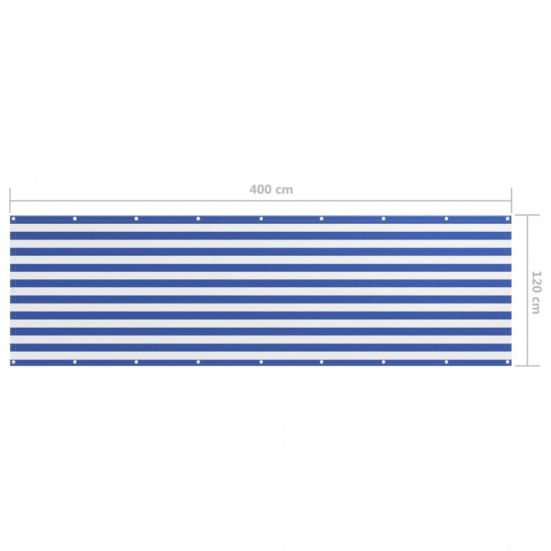 Διαχωριστικό Βεράντας Λευκό/Μπλε 120 x 400 εκ. Ύφασμα Oxford