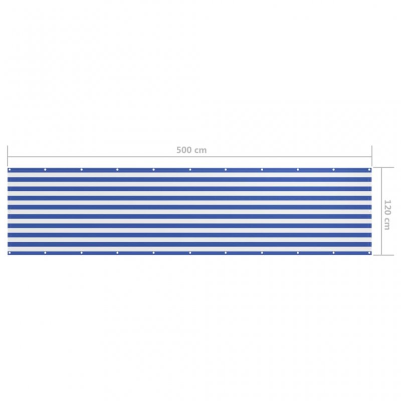Διαχωριστικό Βεράντας Λευκό/Μπλε 120 x 500 εκ. Ύφασμα Oxford