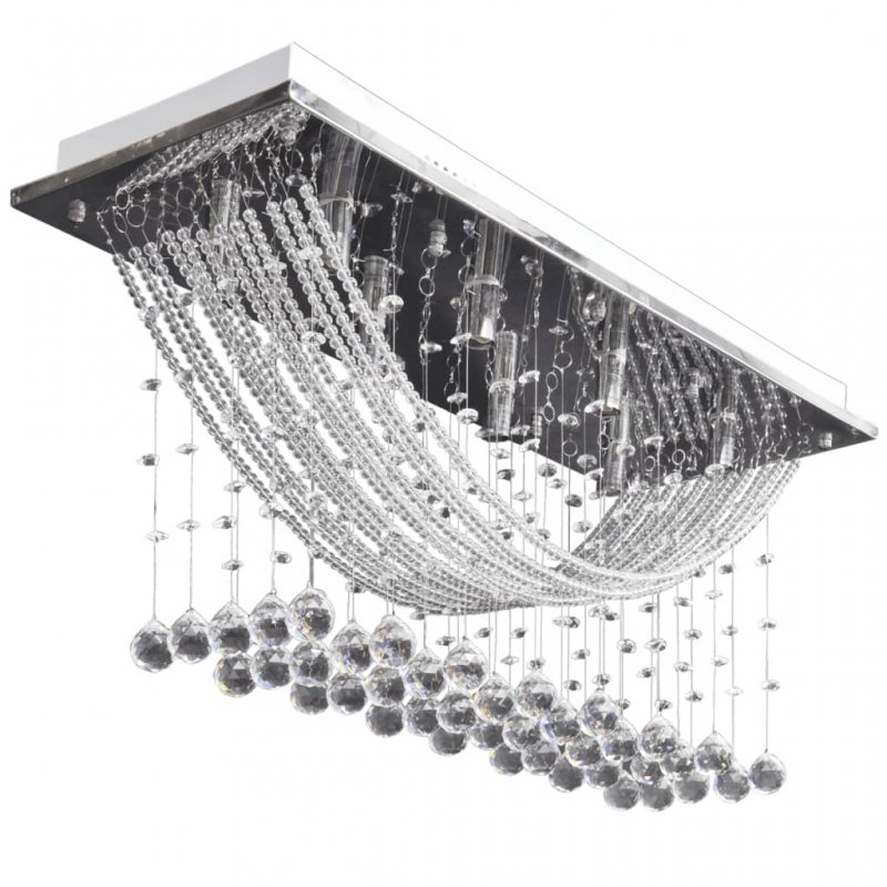 Φωτιστικό Οροφής με Αστραφτερές Κρυστάλλινες Χάντρες Λευκό 70x25x29 εκ.