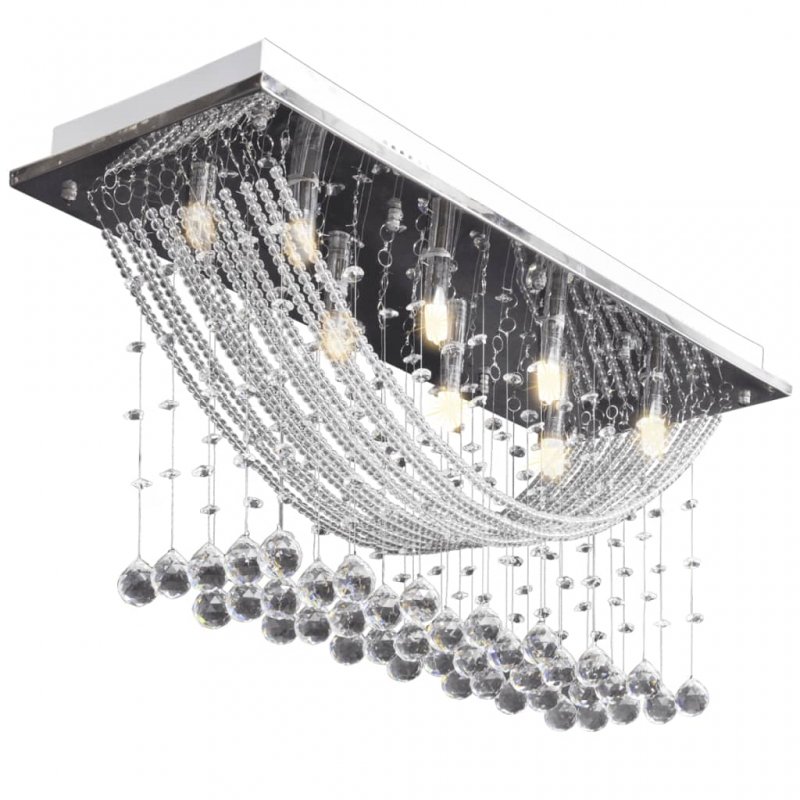 Φωτιστικό Οροφής με Αστραφτερές Κρυστάλλινες Χάντρες Λευκό 70x25x29 εκ.