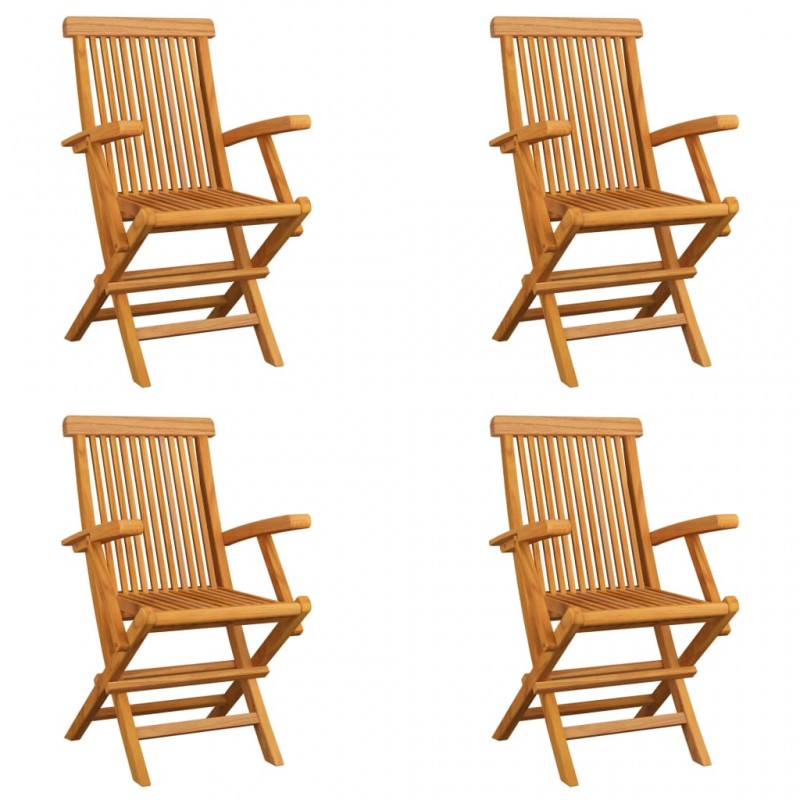 Καρέκλες Εξωτερικού Χώρου Πτυσσόμενες 4 τεμ. Μασίφ Ξύλο Teak