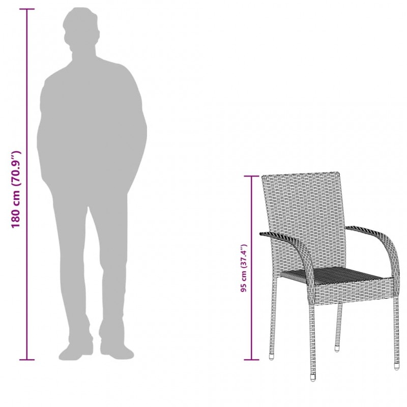 Καρέκλες Κήπου Στοιβαζόμενες 4 τεμ. Μαύρες από Συνθετικό Ρατάν