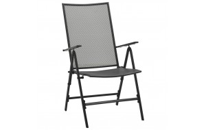 Καρέκλες Πτυσσόμενες με Πλέγμα 4 τεμ. Ανθρακί Ατσάλινες