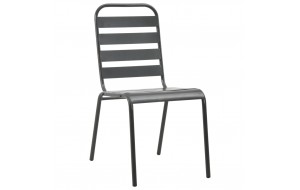 Καρέκλες Εξωτερικού Χώρου με Λωρίδες 4 τεμ. Σκ. Γκρι Ατσάλινες