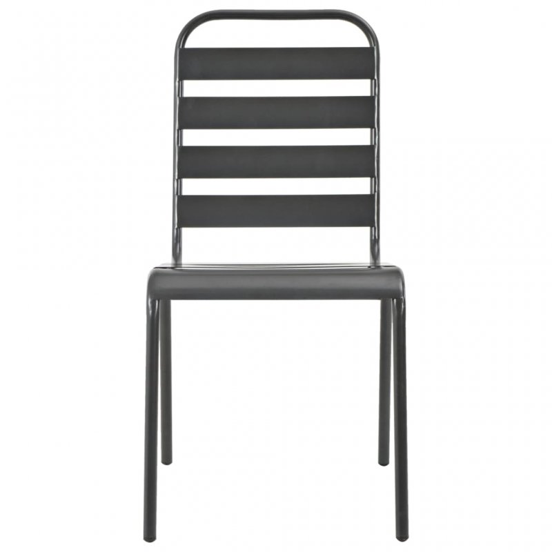 Καρέκλες εξωτερικού χώρου με λωρίδες σετ 4 τεμαχίων από σκούρο γκρι ατσάλι