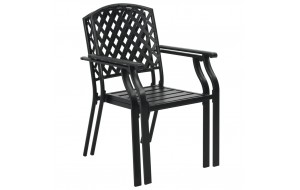 Καρέκλες Εξωτερικού Χώρου με Πλέγμα 4 τεμ. Μαύρες Ατσάλινες