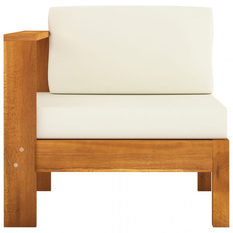 Καναπές μεσαίος με ένα μπράτσο λευκός κρεμ από μασίφ ξύλο ακακίας
