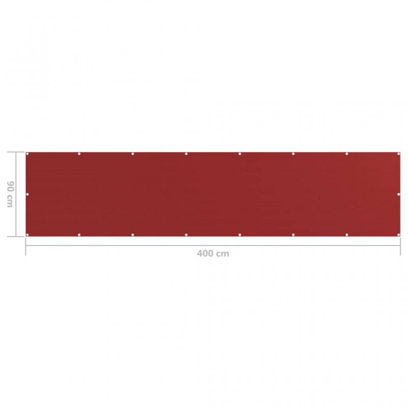 Διαχωριστικό Βεράντας Κόκκινο 90 x 400 εκ. από HDPE