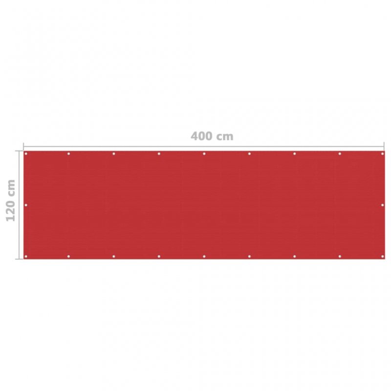 Διαχωριστικό Βεράντας Κόκκινο 120 x 400 εκ. από HDPE