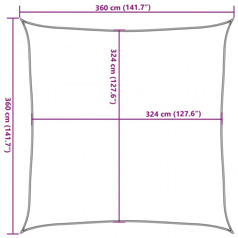 Πανί Σκίασης Μαύρο 3,6 x 3,6 μ. από HDPE 160 γρ./μ²
