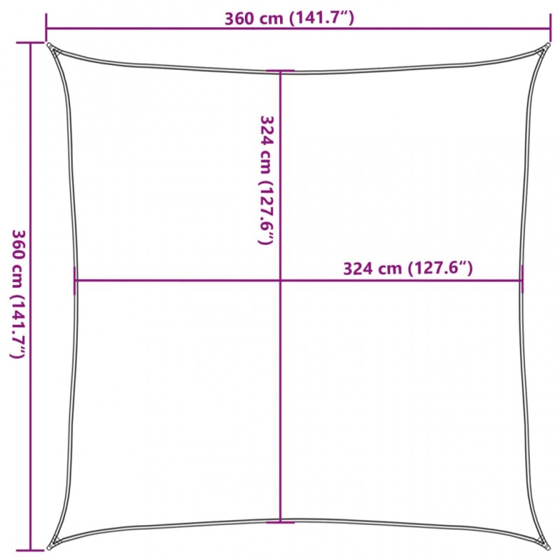Πανί Σκίασης Καφέ 3,6 x 3,6 μ. από HDPE 160 γρ./μ²