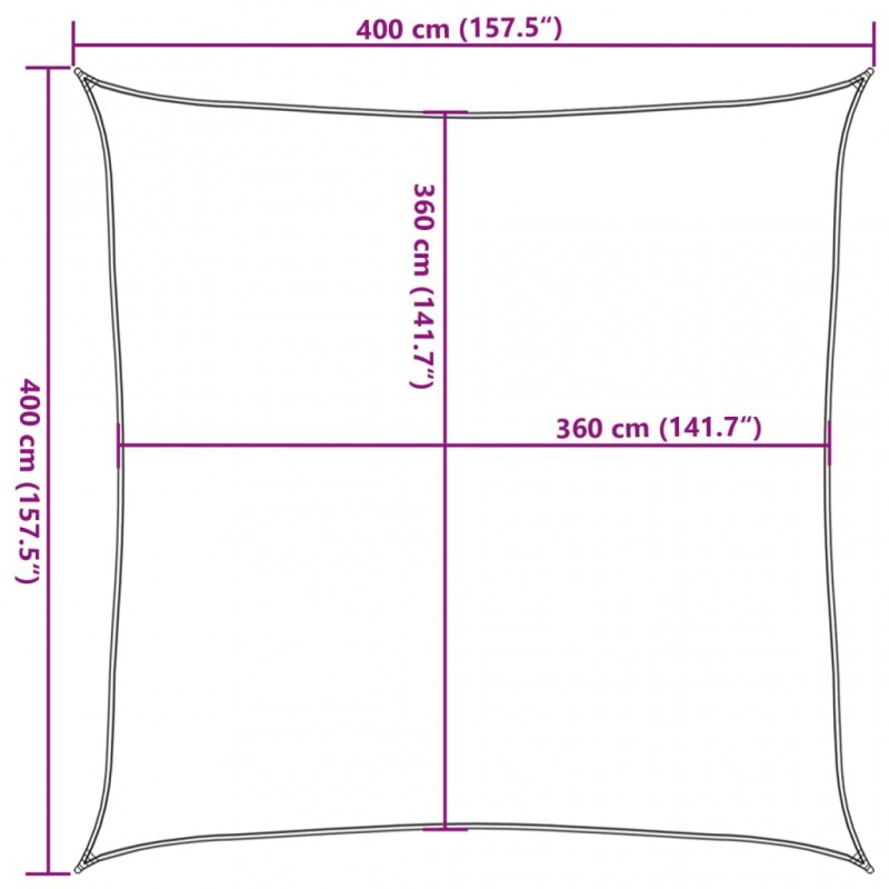 Πανί Σκίασης Καφέ 4 x 4 μ. από HDPE 160 γρ./μ²