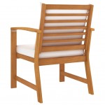 Καρέκλες κήπου σετ δύο τεμαχίων από μασίφ ξύλο ακακίας με κρεμ μαξιλάρι