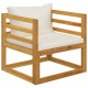 Καρέκλα κήπου από μασίφ ξύλο ακακίας με κρεμ μαξιλάρια