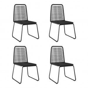 Καρέκλες Εξωτερικού Χώρου 4 τεμ. Μαύρες Συνθετικό Ρατάν