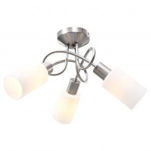 Φωτιστικό Οροφής Κεραμικά Λευκά Κυλινδρικά Καπέλα 3 Λάμπες Ε14