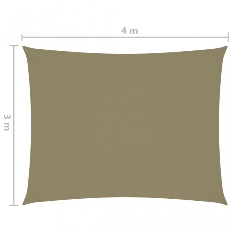 Πανί Σκίασης Ορθογώνιο Μπεζ 3 x 4 μ. από Ύφασμα Oxford