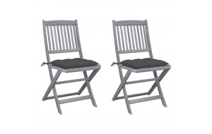 Καρέκλες Εξ. Χώρου Πτυσσόμενες 2 τεμ. Ξύλο Ακακίας & Μαξιλάρια
