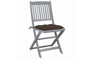 Καρέκλες Εξ. Χώρου Πτυσσόμενες 2 τεμ. Ξύλο Ακακίας & Μαξιλάρια Taupe
