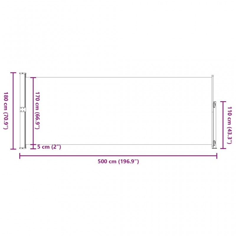 Σκίαστρο Πλαϊνό Συρόμενο Βεράντας Ανθρακί 180 x 500 εκ.