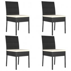 Καρέκλες τραπεζαρίας κήπου σετ 4 τεμαχίων μαύρες από συνθετικό ρατάν