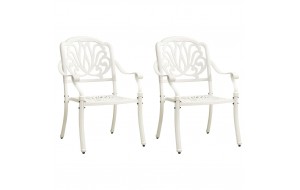 Καρέκλες Κήπου 2 τεμ. Λευκές από Χυτό Αλουμίνιο