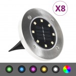 Σποτ ηλιακά χωνευτά καρφωτά LED σετ 8 τεμαχίων με RGB χρωματισμό